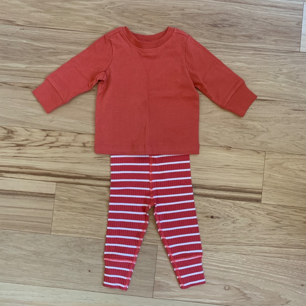 Hanna Andersson Cotton Rib Pants and Matching Top Set – 6–12M Girl